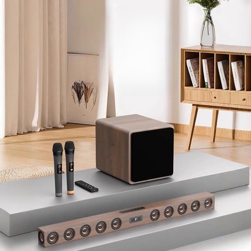 Home Cinema Karaoke Projector - Houten TV Audio Whispering Wall Draadloze