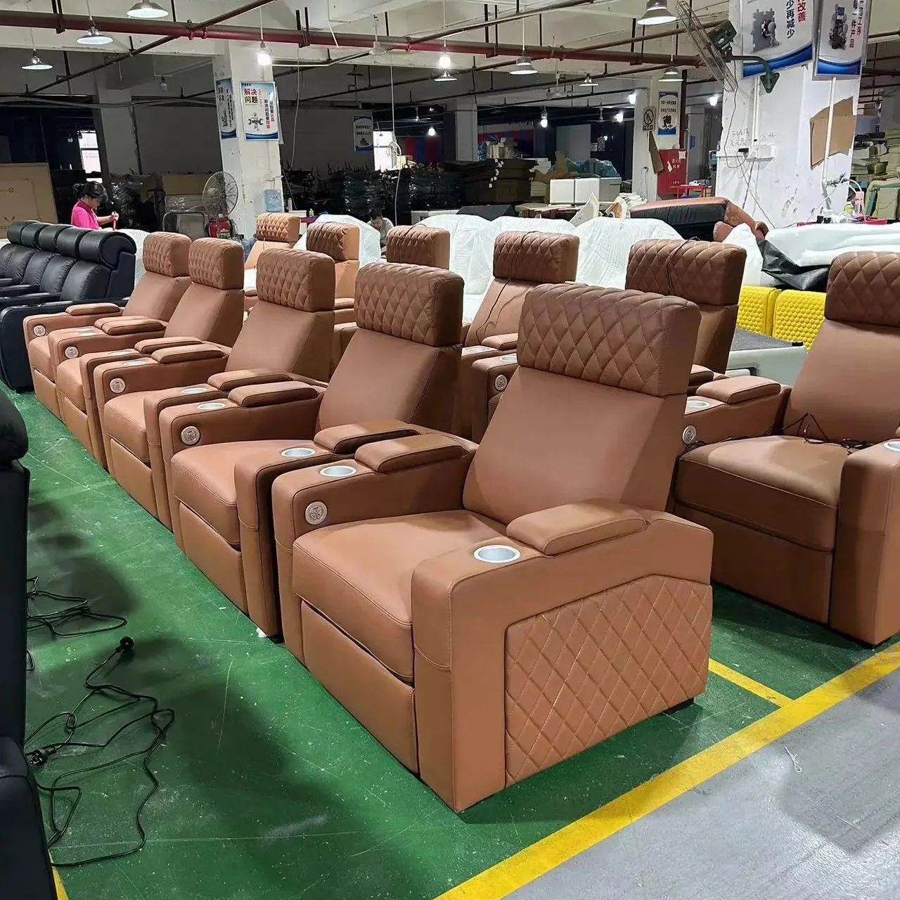 Home Cinema Chairs - -nieuw design thuisbioscoopzitplaatsen Echt lederen theaterbank