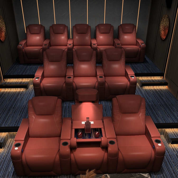 Home Cinema Recliner Chairs - -op maat gemaakte thuisbioscoopbank lederen fauteuil