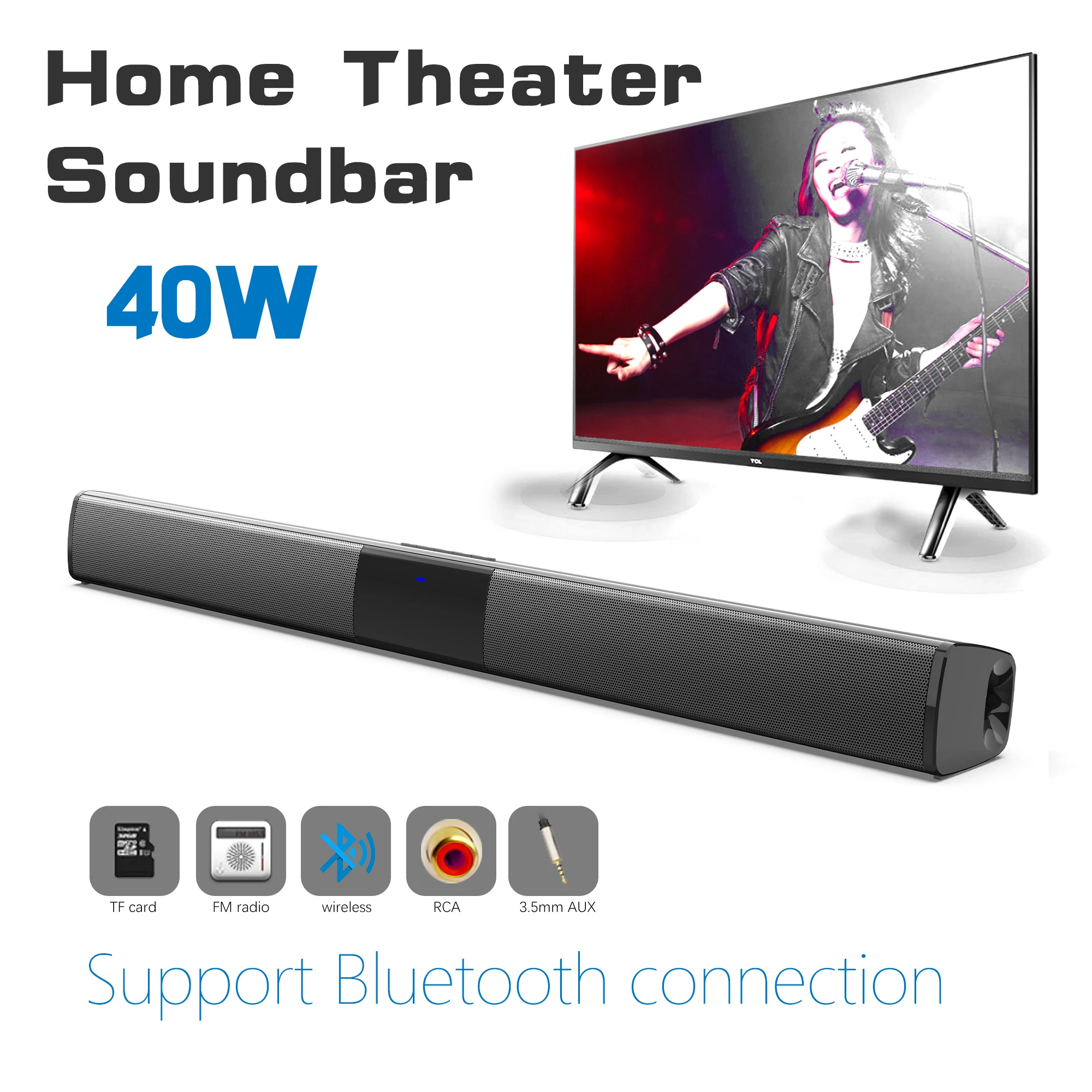 Home Cinema Subwoofer - 40W High Power Soundbar voor TV