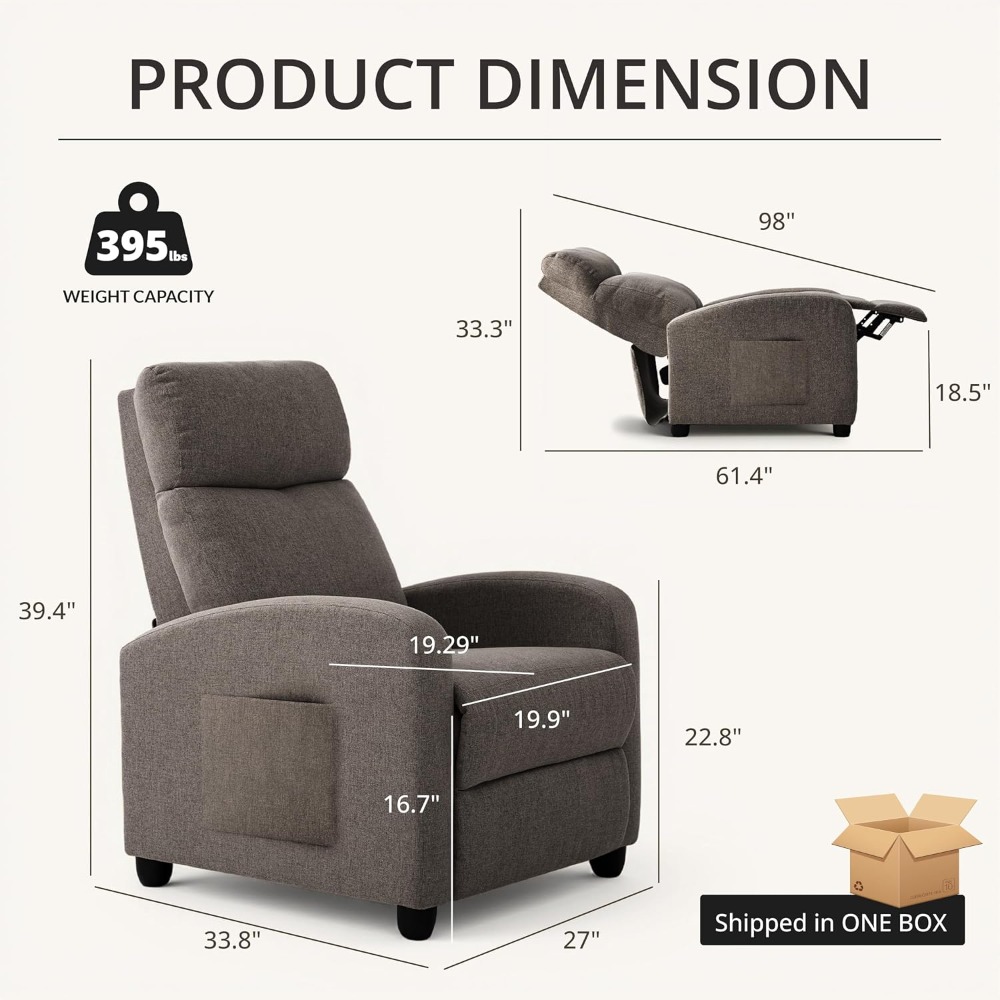 Home Cinema Couch - Moderne handmatig verstelbare relaxfauteuil, verstelbare eenpersoons