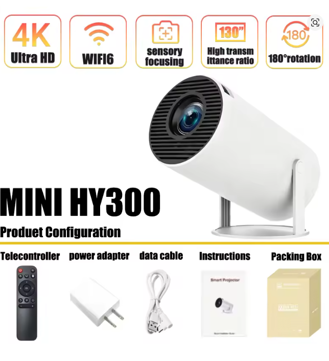 Home Cinema Night - Mini HY300 Draagbare Projector Android 11