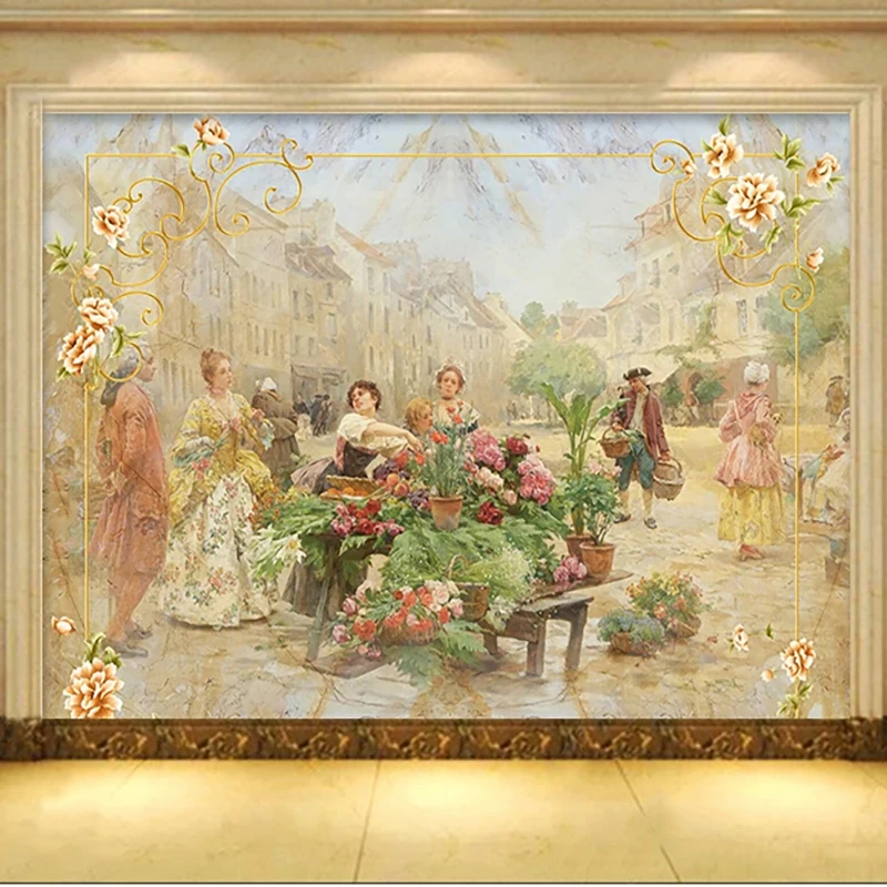 Home Cinema Wall - Aangepaste Foto Wallpaper Europese Stijl Marmeren