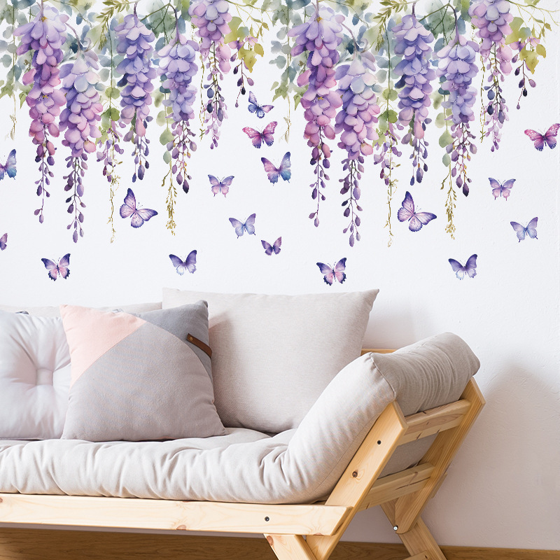 Paarse bloemen vlinder muursti - Home Cinema Wall recensie en prijs