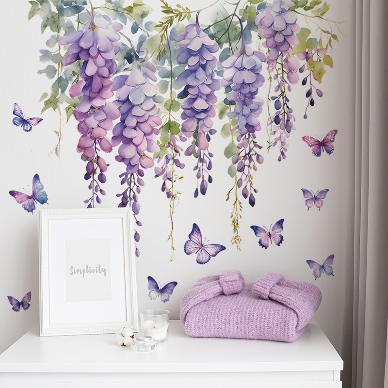 Paarse bloemen vlinder muursti - Home Cinema Wall recensie en prijs
