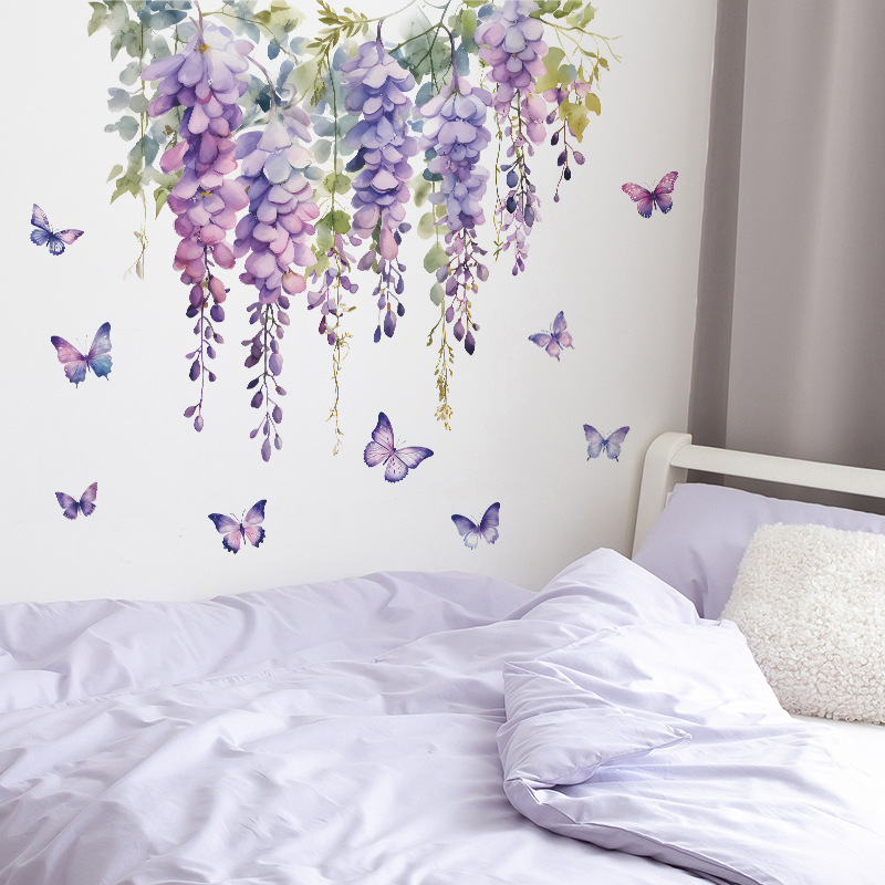 Paarse bloemen vlinder muursti - Home Cinema Wall recensie en prijs