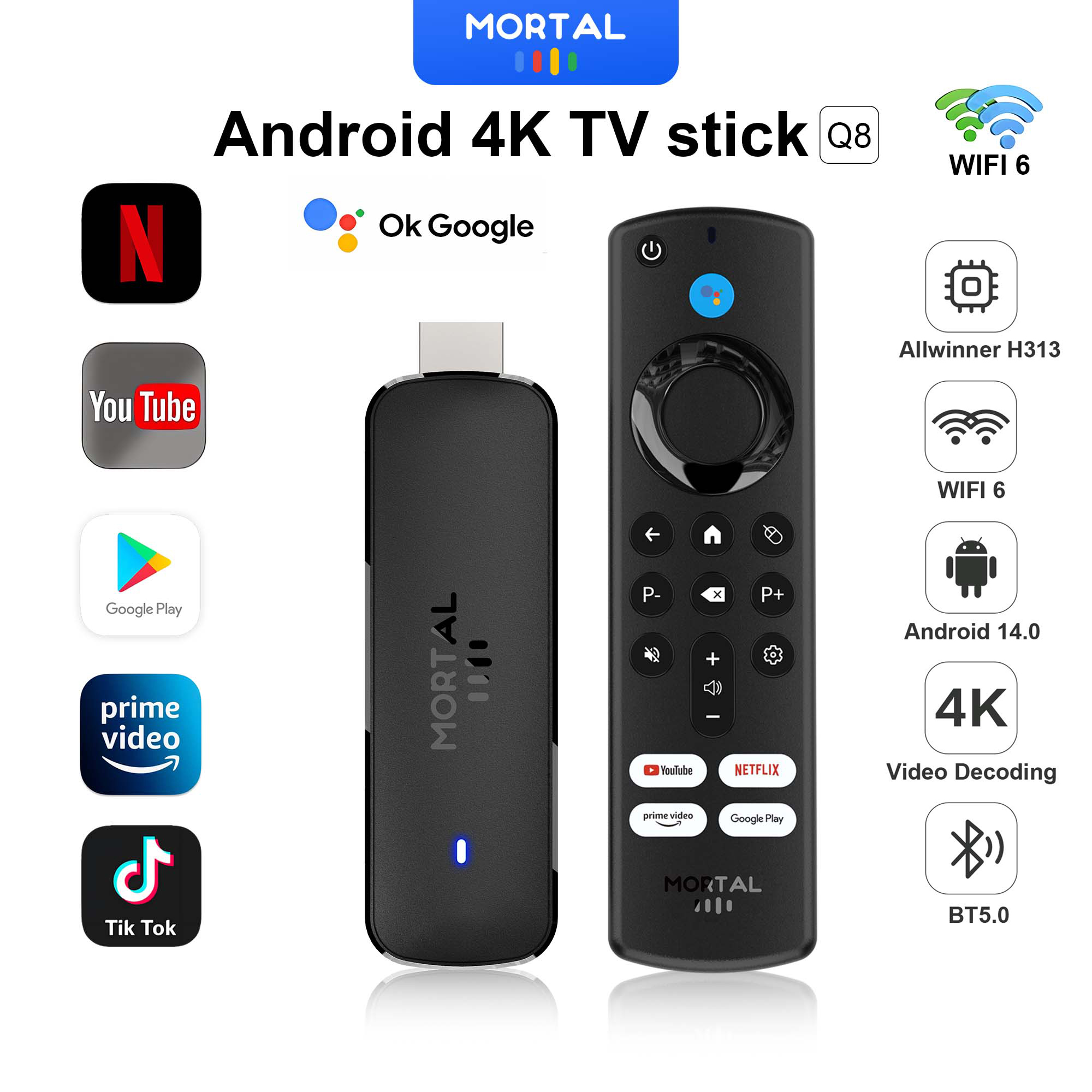 Android TV Stick Mortal Q8 Glo - Home Cinema Youtube recensie en prijs